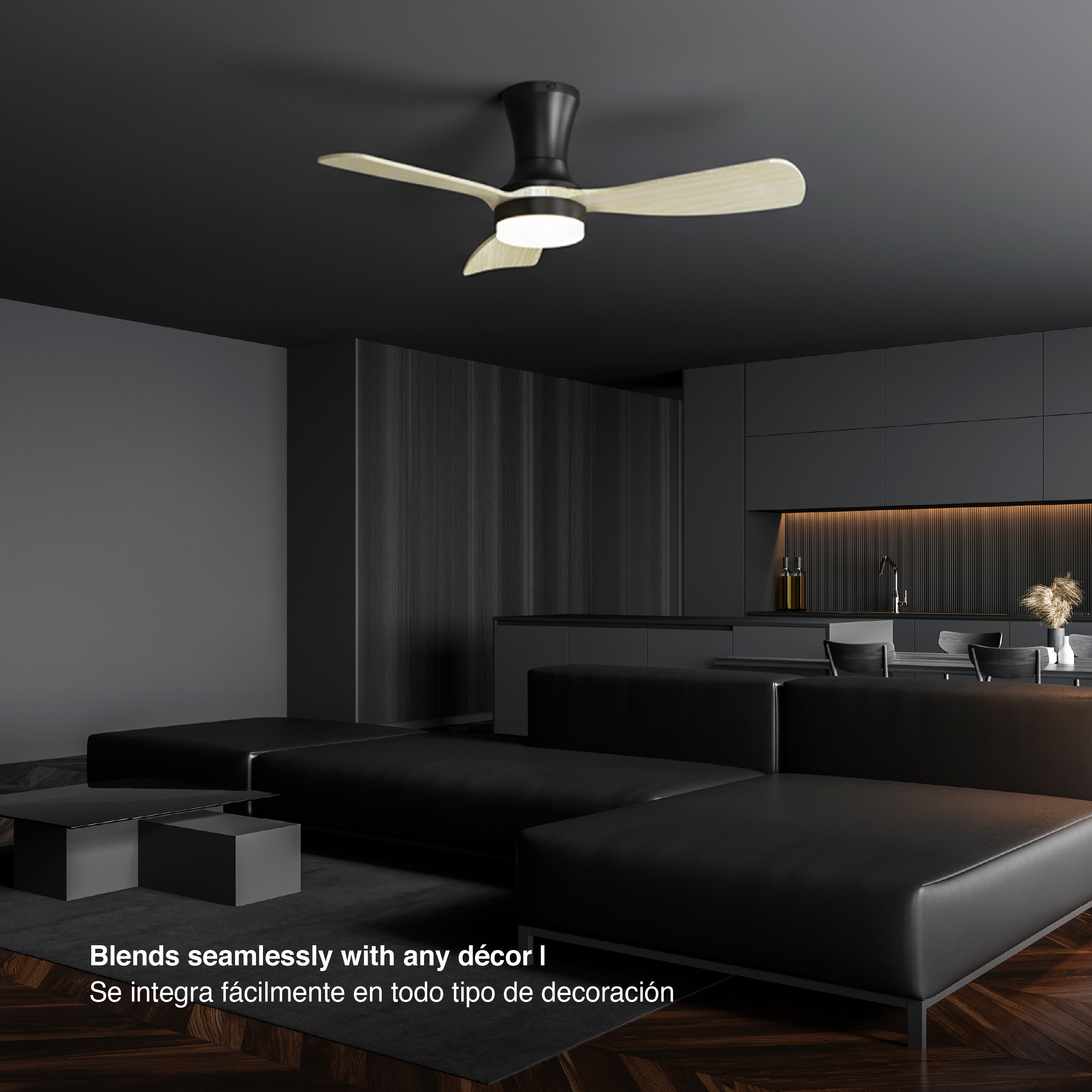 Ventilador de Techo con Luz LED CCT 920x265mm Madera Clara 22W con Control Remoto AC100-240V 