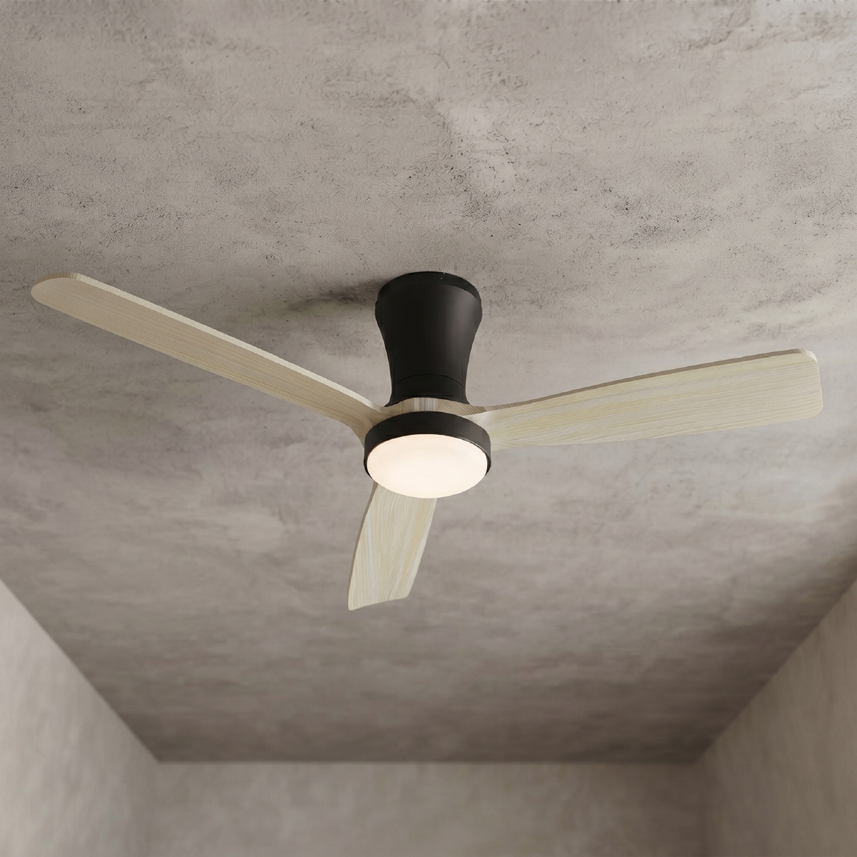 Ventilador Smart de Techo con Luz LED CCT 1300x300mm Madera Clara 22W con Control Remoto Bluetooth 