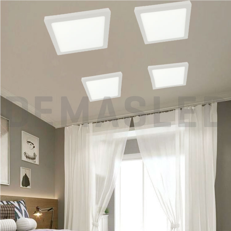 Plafón LED cuadrado blanco de 30x30cm, 24W 1920lm Neutro, aplicar