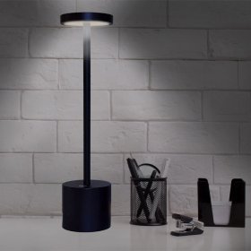 Lámpara de Aluminio Negra, Blanco Cálido 3W  Recargable 2000mAh