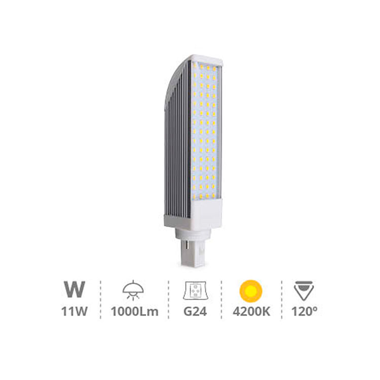 Bombilla LED PL 10W G24 giratoria Blanco neutro