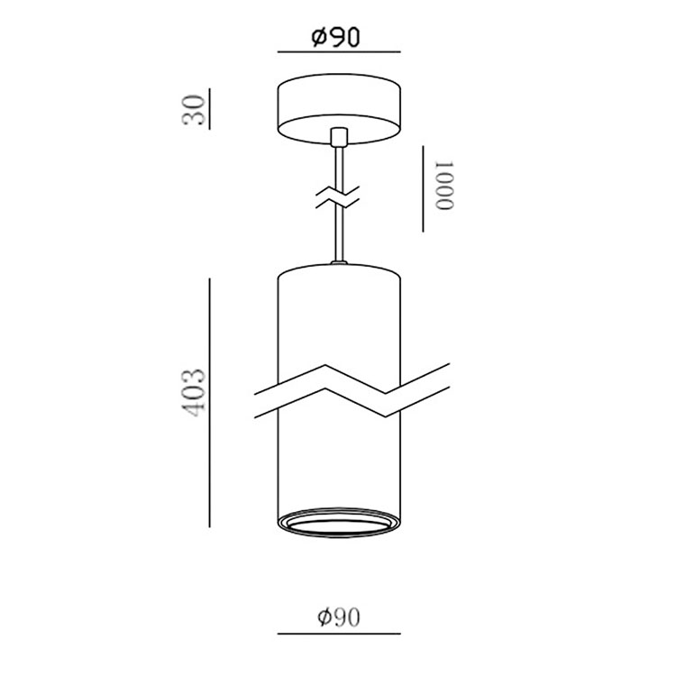 Colgante Cilindro 10W cromado 24º 3000K