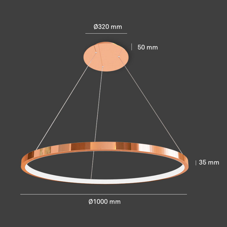 Colgante Ring 1369A 100cm Oro Rosa 36W Dimable