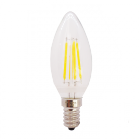 Bombilla E14 C37 vela filamento 5W blanco cálido