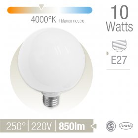 Bombilla LED E27 Globo 15W Blanco Neutro 4000°K 806lm