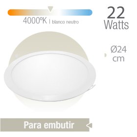 Panel redondo 22W blanco neutro 4000ºK diametro exterior 24cm