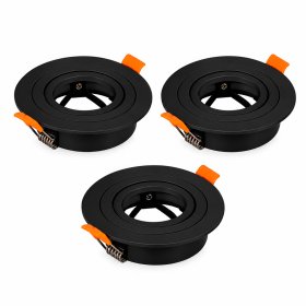 3 unidades Spot Negro Ajustable sin soporte para lámpara GU10 ø91mm