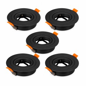 5 unid Spot Negro Ajustable sin soporte para GU10 ø91mm