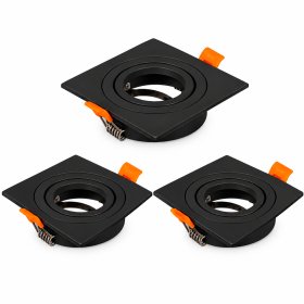 3 unidades Spot Cuadrado Negro Ajustable GU10 91x91mm