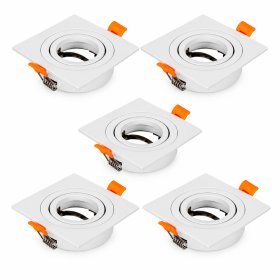 5 unidades Spot Cuadrado Blanco Ajustable GU10 91x91mm