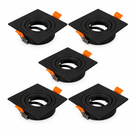 5 unidades Spot Cuadrado Negro Ajustable GU10 91x91mm