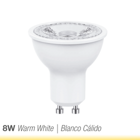 Bombilla LED, 8W, 800lm, GU10, 38°, Blanco Cálido, 3000K, 220V 