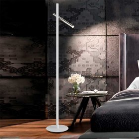 Lámpara de pie 2 luces Cromo y blanco Varas
