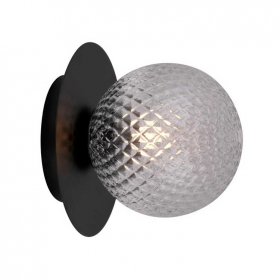 Plafón de metal negro MUSA con 1 globo transparente tramado