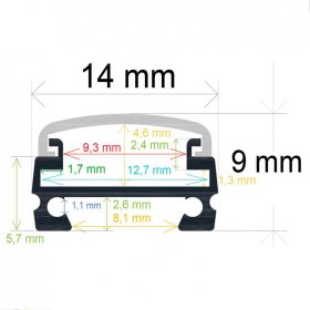 Perfil Fino 14x9mm de aluminio anodizado de superficie 2m