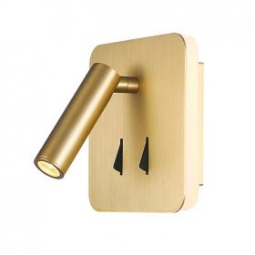 Aplique lector cuadrado 3W + 6W oro mate Cayman