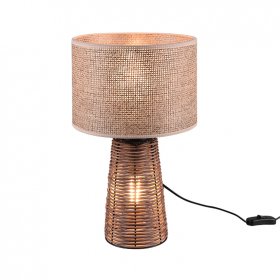 Lámpara de sobremesa ratán con pantalla textil Straw 