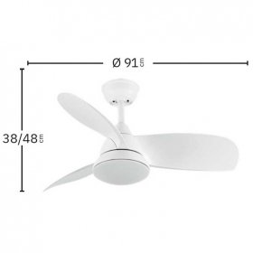 Ventilador de techo DC 24W ÁTOMO Blanco y Haya