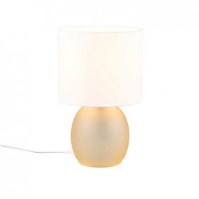 Lámpara mesa cristal ámbar con pantalla para E14 Vela