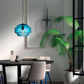 Colgante Mel cristal azul y negro 30cm para 1 E27 (no incluida)