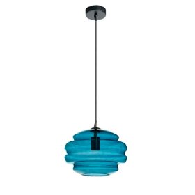 Colgante Mel cristal azul y negro 30cm para 1 E27 (no incluida)