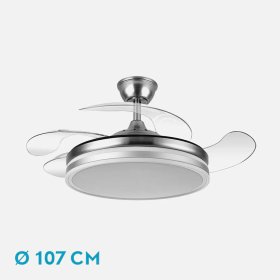 Ventilador de techo 59W Bayomo con Aspas Desplegables Níquel