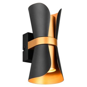 Aplique decorativo en metal negro y oro mate COAT para 2 GU10 (no incluidas)