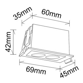 Empotrable rectangular 2 luces 6W 3000K BL Blanco interior