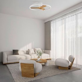 Ventilador Plafón blanco y madera Nep