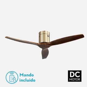 Ventilador de techo cuero roble 3 palas motor DC 132cm Agu 