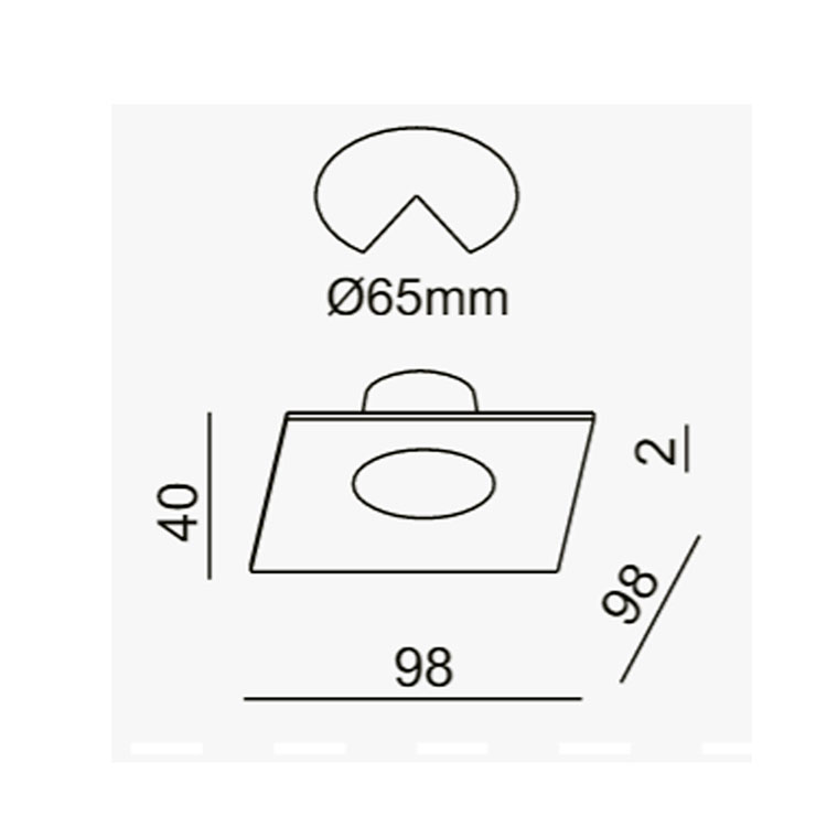 Empotrable cuadrado blanco mate 7W 60º 98x98mm 3000K