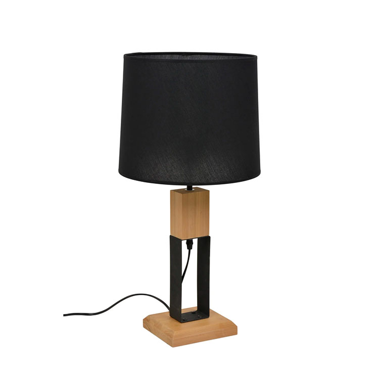 Lámpara de sobremesa madera y negro Haussmann