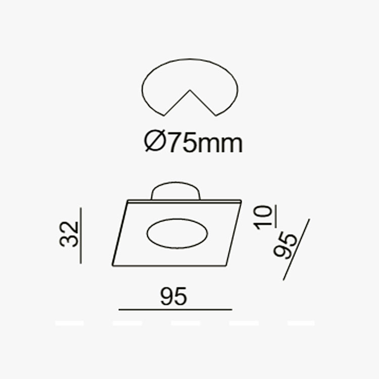 Mini Downlight 7W cuadrado negro grafito 3000K